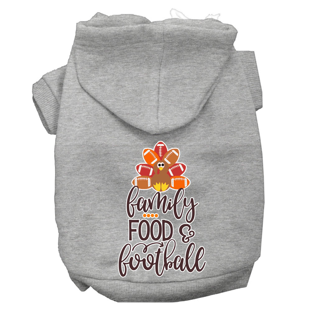 Family, Food, and Football Screen Print Dog Hoodie Grey L